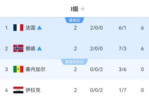 I组成为本届世界杯唯一有2支球队全败小组：塞内加尔+伊拉克